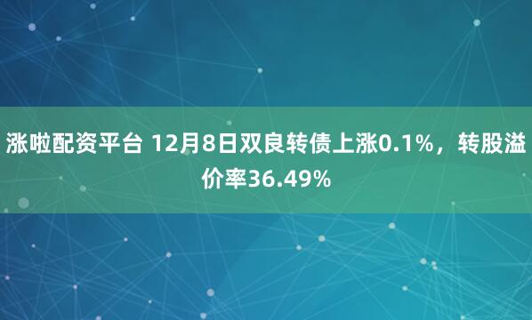 涨啦配资平台 12月8日双良转债上涨0.1%,转股溢价率36.49%